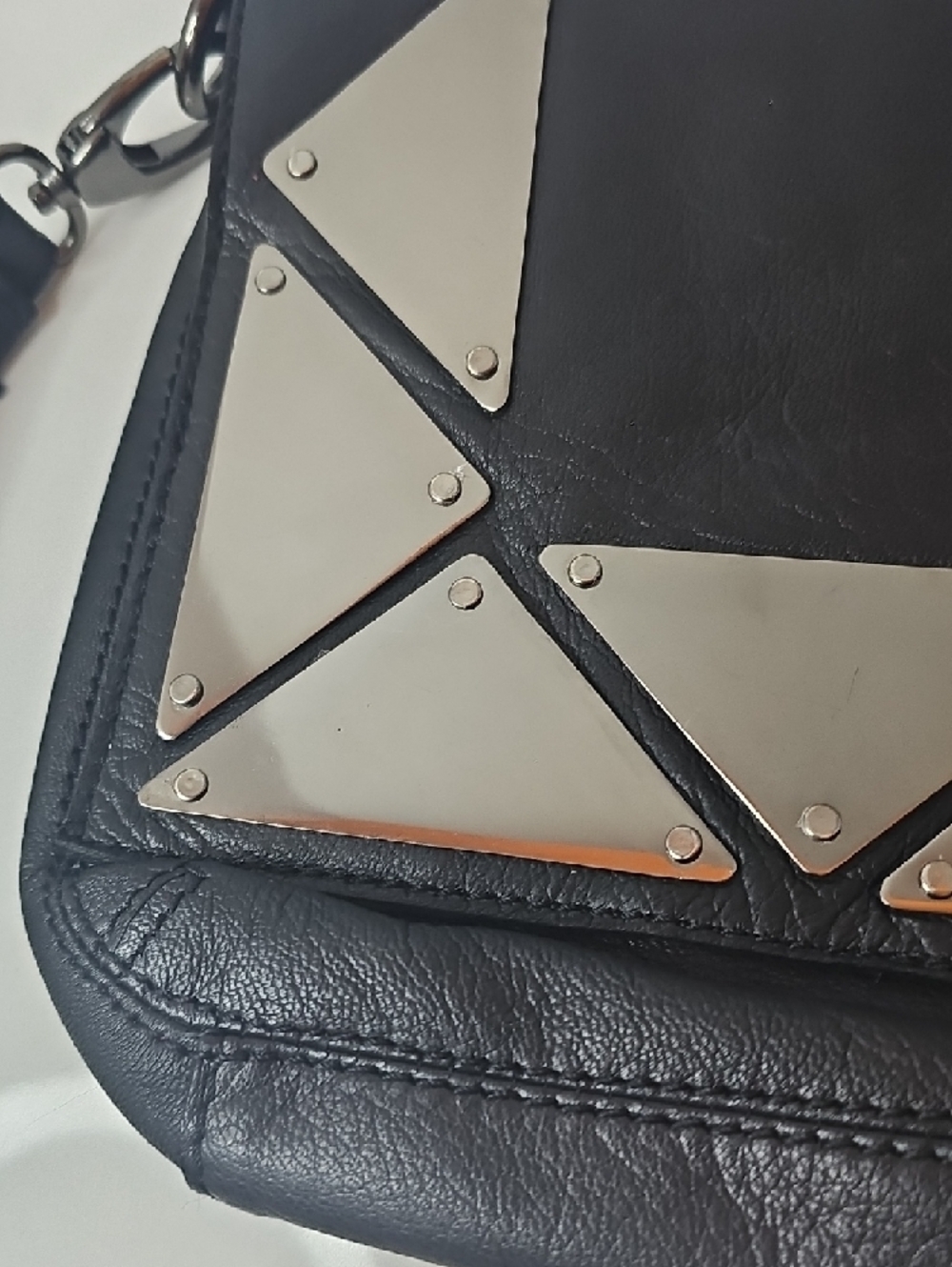 Danier Black Clutch with Silver Stud Triangles - Picture 4 of 10